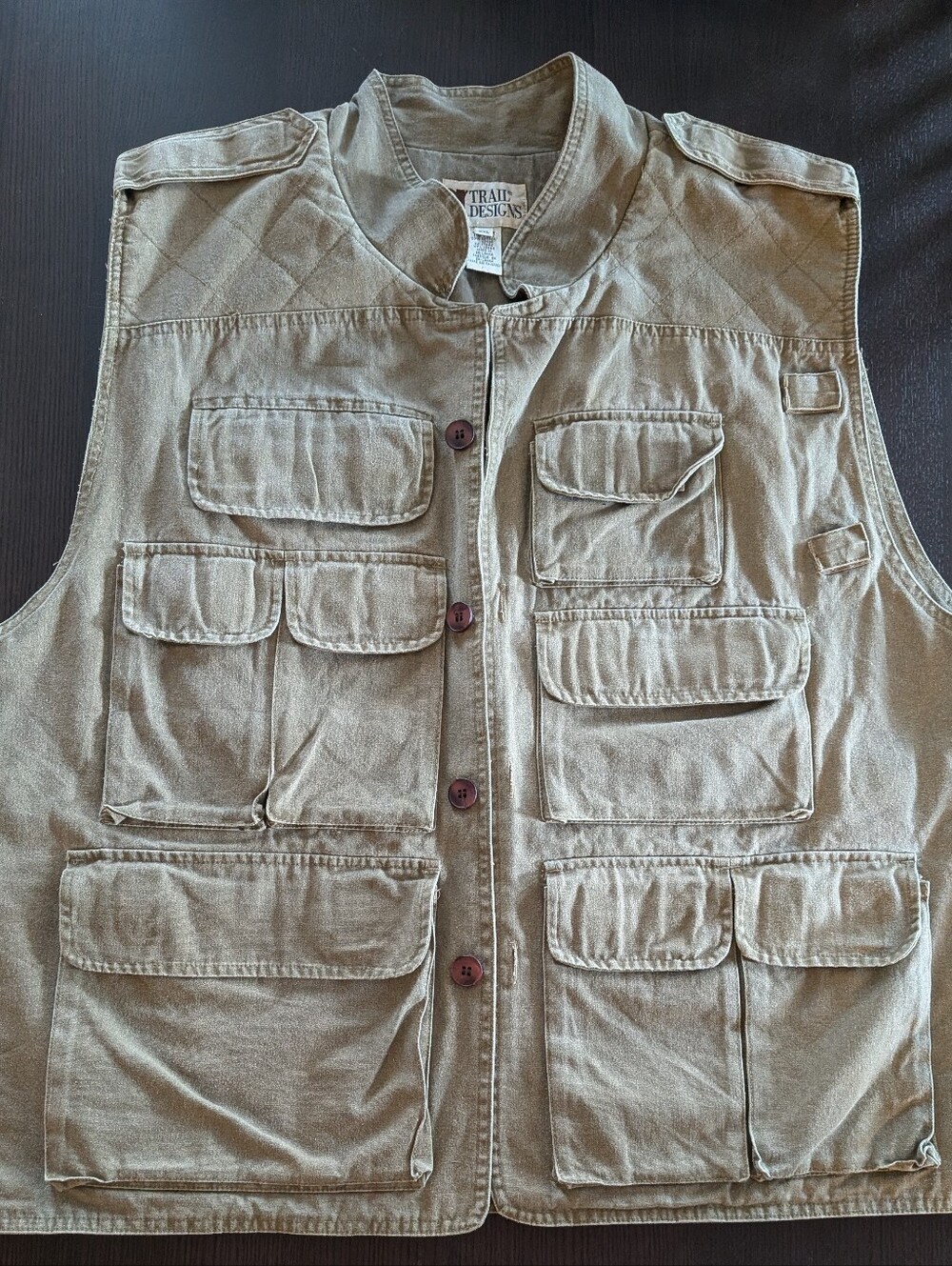 Vintage 90s Trail Designs Khaki Green Fisherman's Vest XXL 2XL